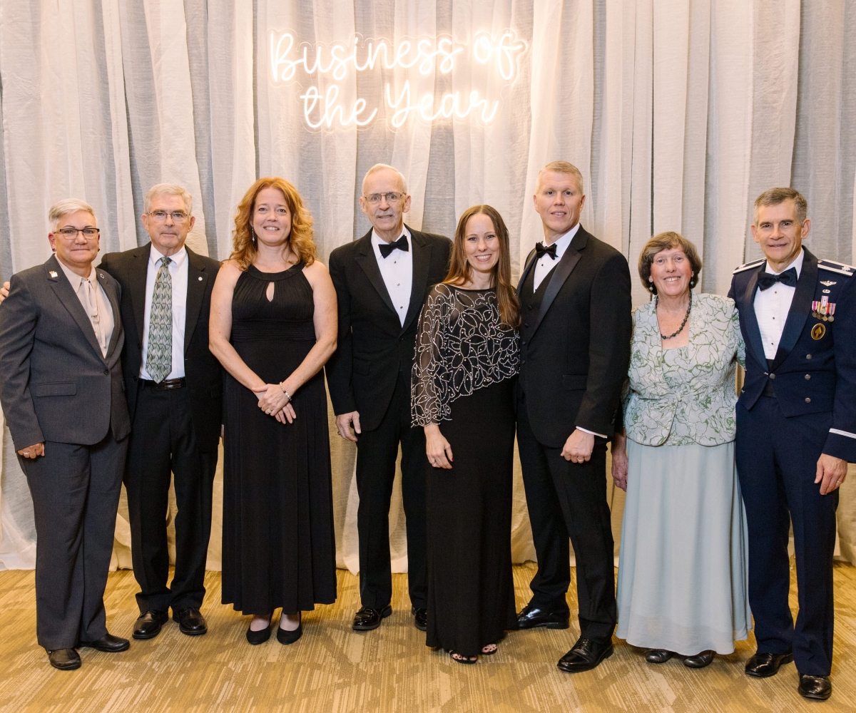 AFA WMC DBJ Awards Ceremony Attendees (L-R)     Anna and John Schulte, Jennifer Houck, David Babcock, Jill and Jake Porter, and Darleen and Mark Sobota