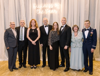 AFA WMC DBJ Awards Ceremony Attendees (L-R)     Anna and John Schulte, Jennifer Houck, David Babcock, Jill and Jake Porter, and Darleen and Mark Sobota